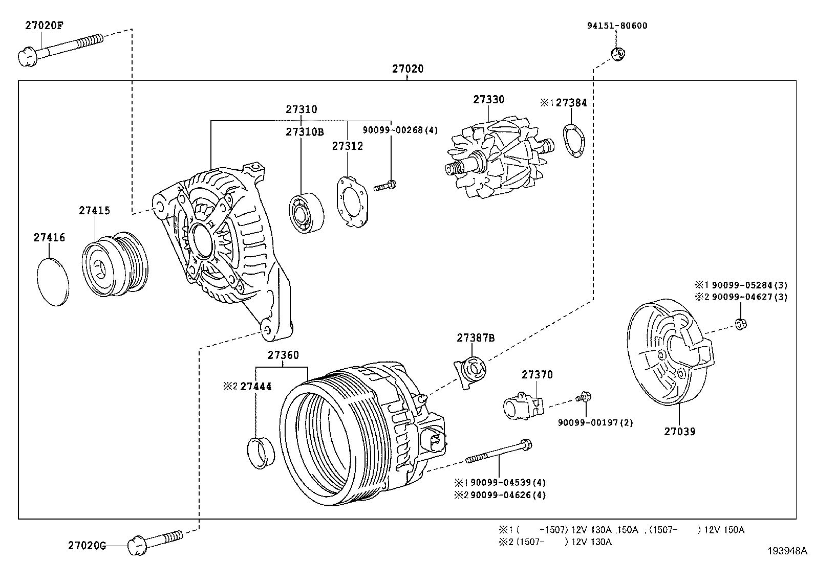 TOYOTA 274160W050 - Pulley, alternator, freewheel clutch onlydrive.pro