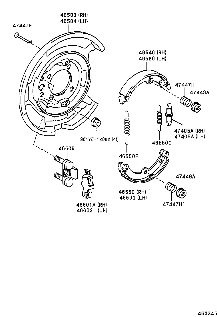 TOYOTA 46530-50020 - Jarrukenkäsarja, seisontajarru onlydrive.pro