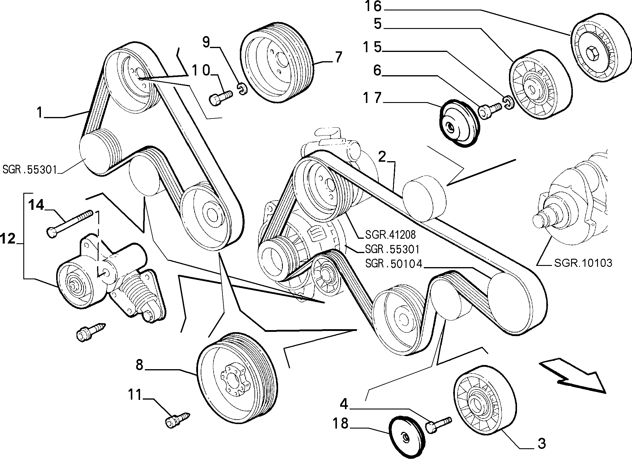 FIAT 71753867 - Various controls (belts and pulleys) (var.: 1/rev.: 0): 01 pcs. onlydrive.pro