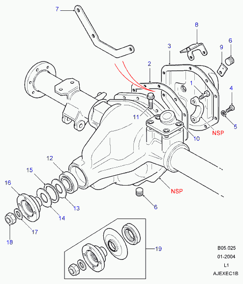 Opel 6 07 163 - Rear axle case assembly, 110, with salisbury axle, 130 wheelbase: 4 pcs. onlydrive.pro