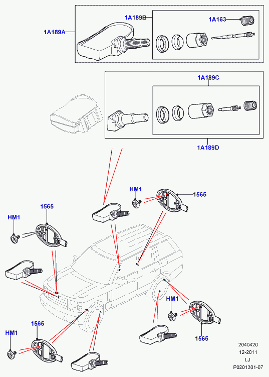 Land Rover LR031712 - Wheel Sensor, tyre pressure control system onlydrive.pro