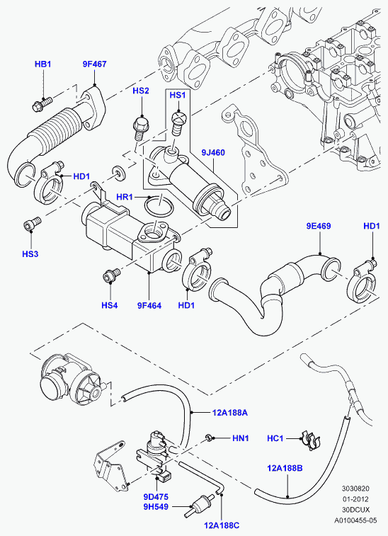 Land Rover PHB 000450 - Exhaust gas recirculation, 3.0 diesel ti, l322 range rover, m57 : 1 pcs. onlydrive.pro