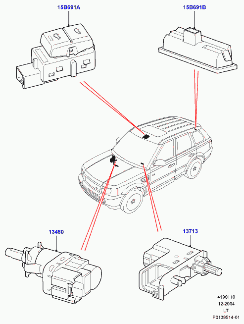 Land Rover XKB500110 - Switches, miscellaneous: 1 pcs. onlydrive.pro