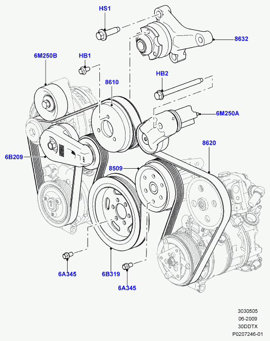 Land Rover LR018312 - V-Ribbed Belt onlydrive.pro