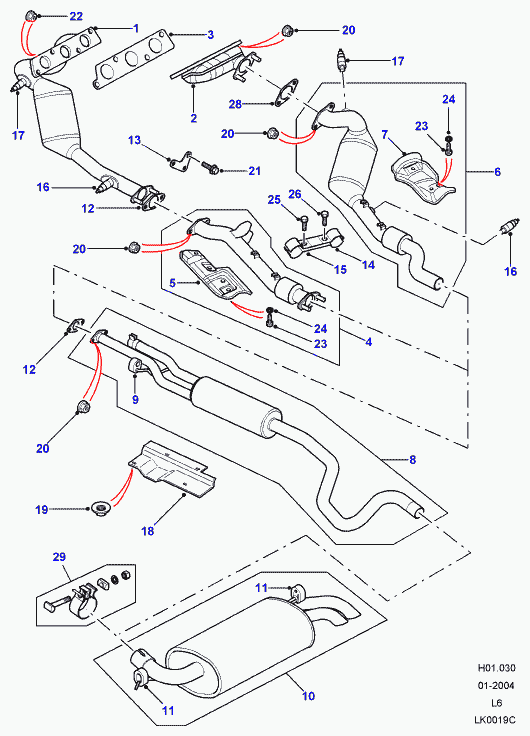 Land Rover MHK100940 - Exhaust system, 2.5 kv6 petrol, (+)cdn/mex/usa: 1 pcs. onlydrive.pro