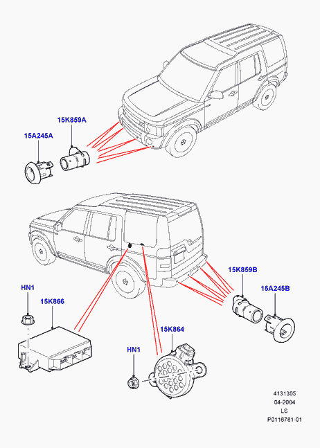 Land Rover YDB500301PMA - Parking distance control: 4 pcs. onlydrive.pro