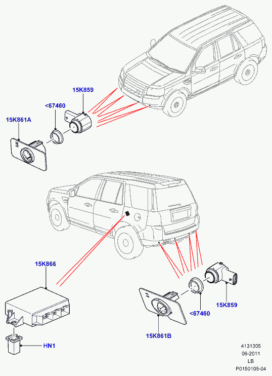 Land Rover LR005076 - Parking distance control: 8 pcs. onlydrive.pro