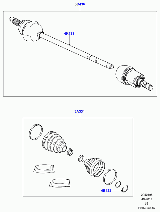 FIAT LR003161 - Drive shaft - rear axle drive, 6 speed auto awf21 awd, 6 speed m: 2 pcs. onlydrive.pro