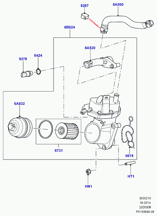 Land Rover LR005365 - Oil cooler and filter, 2.2 single turbo diesel, l550 discovery s: 1 pcs. onlydrive.pro