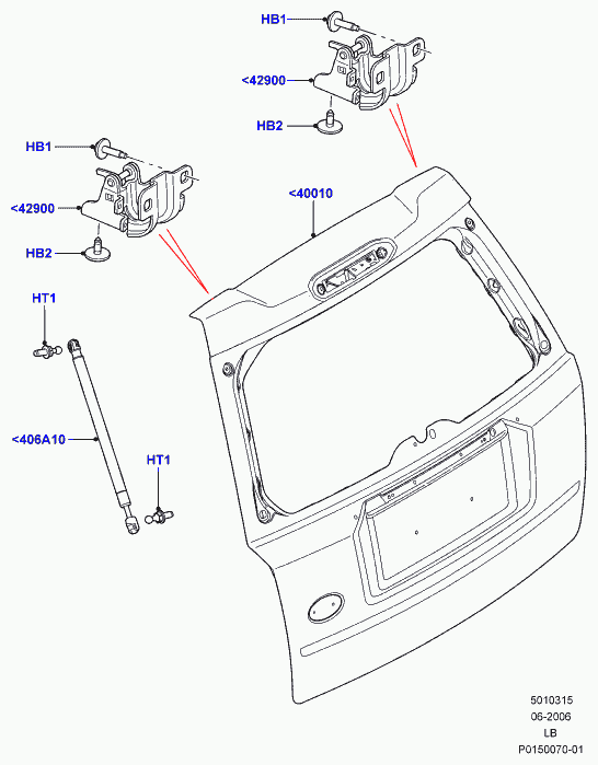 Land Rover LR002104 - Luggage compartment door, door and fixings: 2 pcs. onlydrive.pro