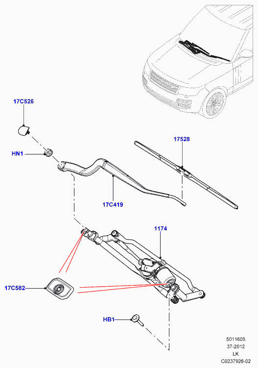 Land Rover LR033028 - Windscreen wiper: 1 pcs. onlydrive.pro