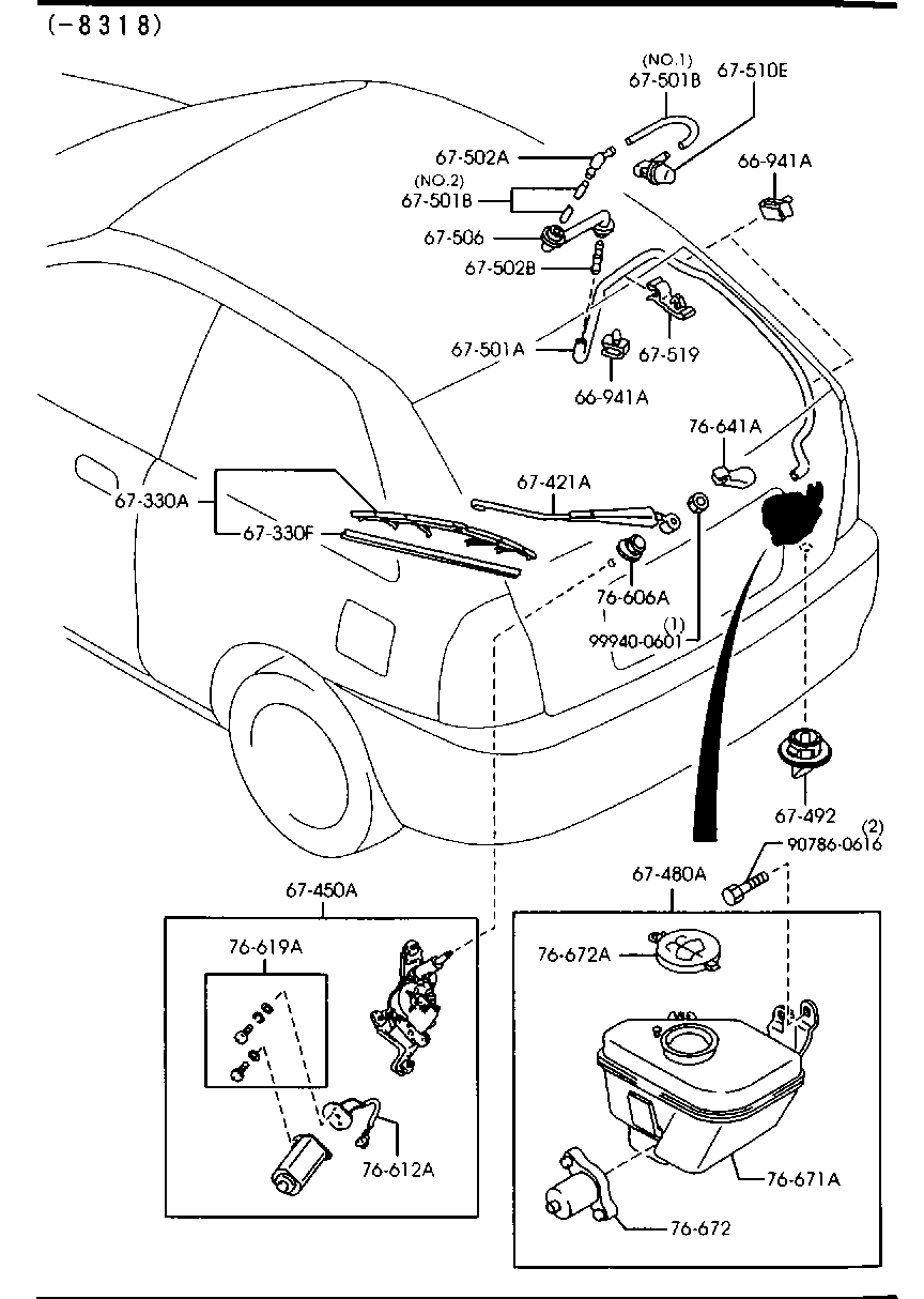 MAZDA B467-67-330 - Window wiper & washer (rear) (practical hatchback) [01/02]: 1 pcs. onlydrive.pro