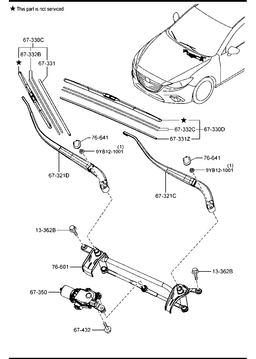 MAZDA BHS3-67-330 - Stikla tīrītāja slotiņa onlydrive.pro