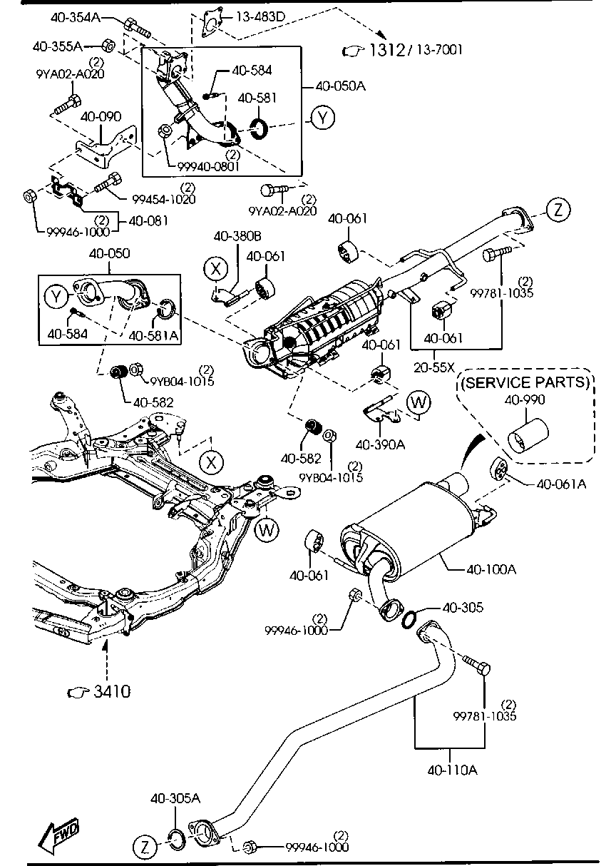 MAZDA RFK2-40-581 - Gasket, exhaust pipe onlydrive.pro