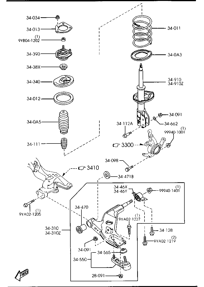 MAZDA B01C-34-111 - Tolmukaitse komplekt,Amordid onlydrive.pro