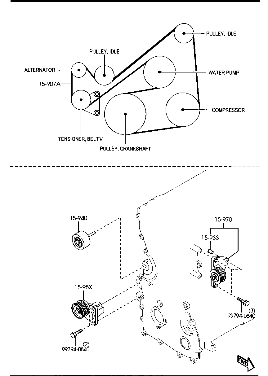 MAZDA LF4J-15-909C - Bracket, pulley & belt (gasoline): 1 pcs. onlydrive.pro