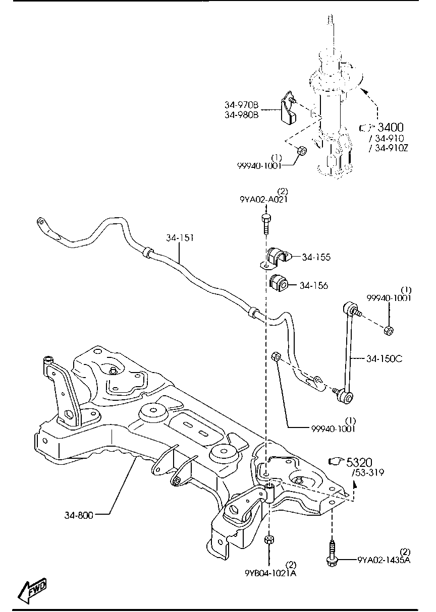 MAZDA D651-34-170 - Šarnyro stabilizatorius onlydrive.pro