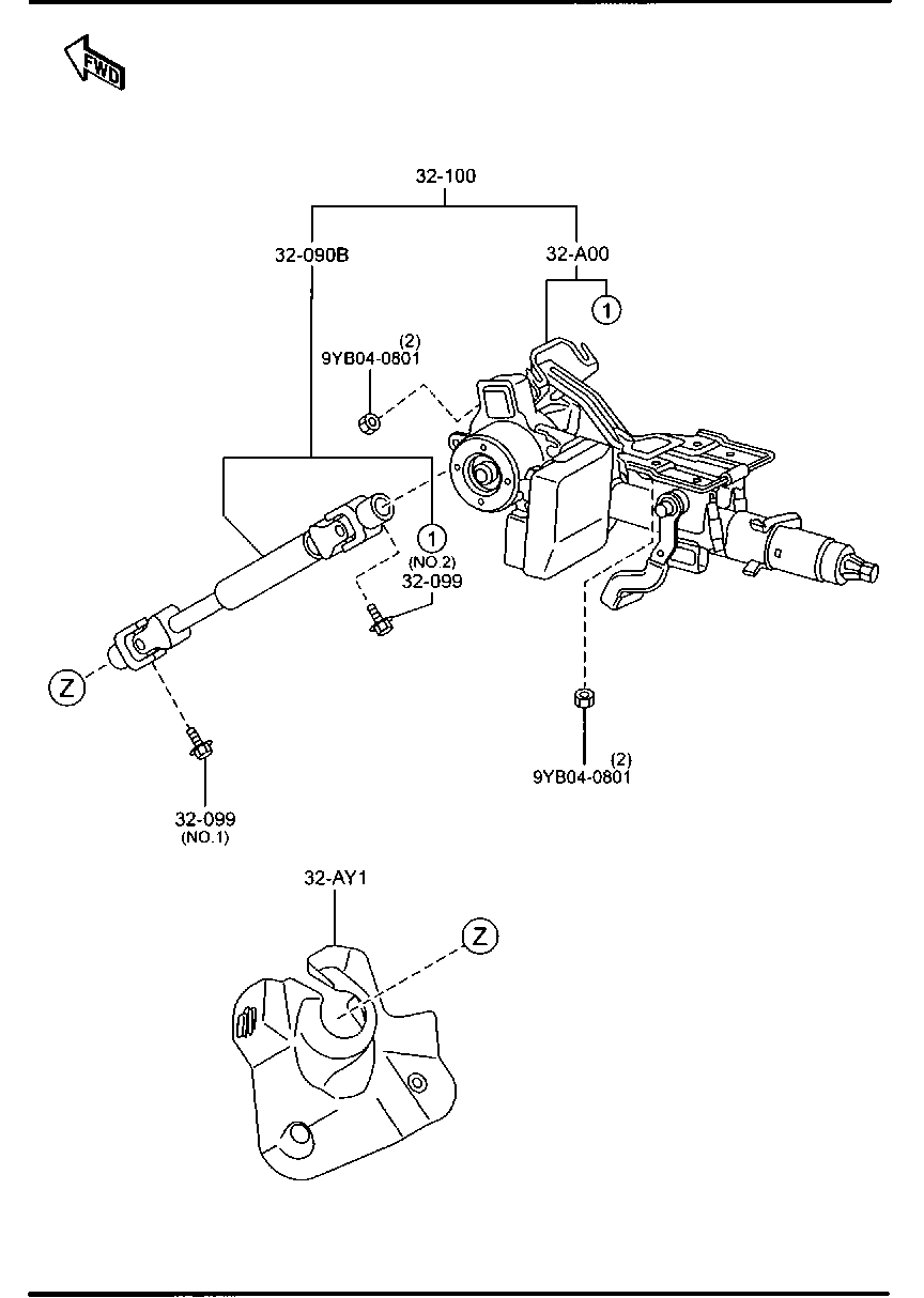 MAZDA DF71-32-10XN - Steering Column onlydrive.pro