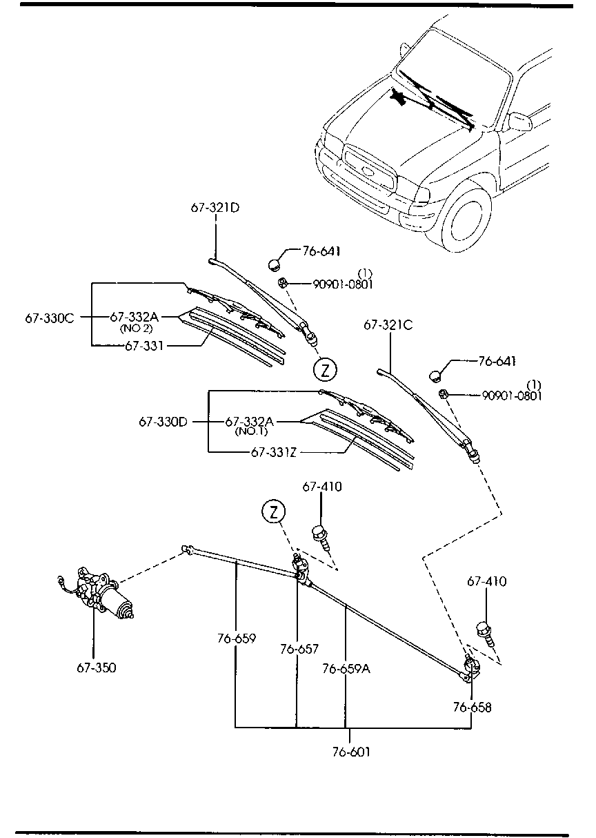 MAZDA UJ07-67-330 - Windshield wipers: 1 pcs. onlydrive.pro