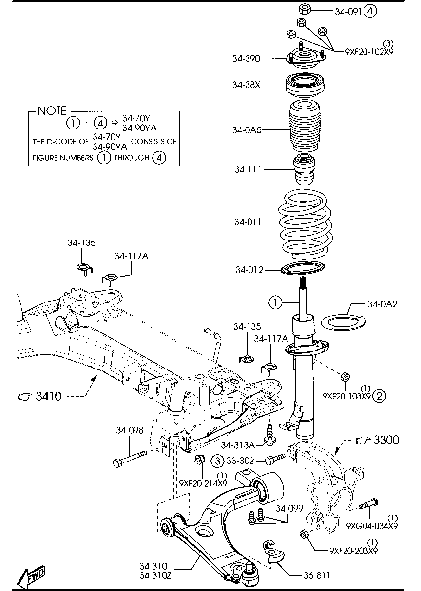 MAZDA D350-34-38XB - Rolling Bearing, suspension strut support mounting onlydrive.pro