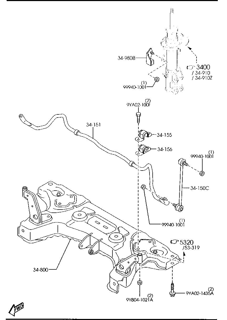 MAZDA D651-34-170A - Тяга / стойка, стабилизатор onlydrive.pro