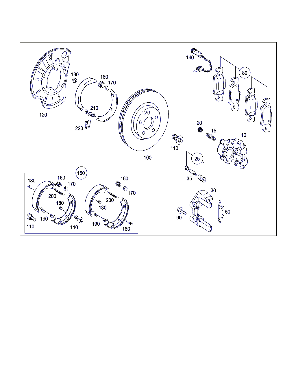 Mercedes-Benz A 006 420 01 20 - Piduriklotsi komplekt,ketaspidur onlydrive.pro