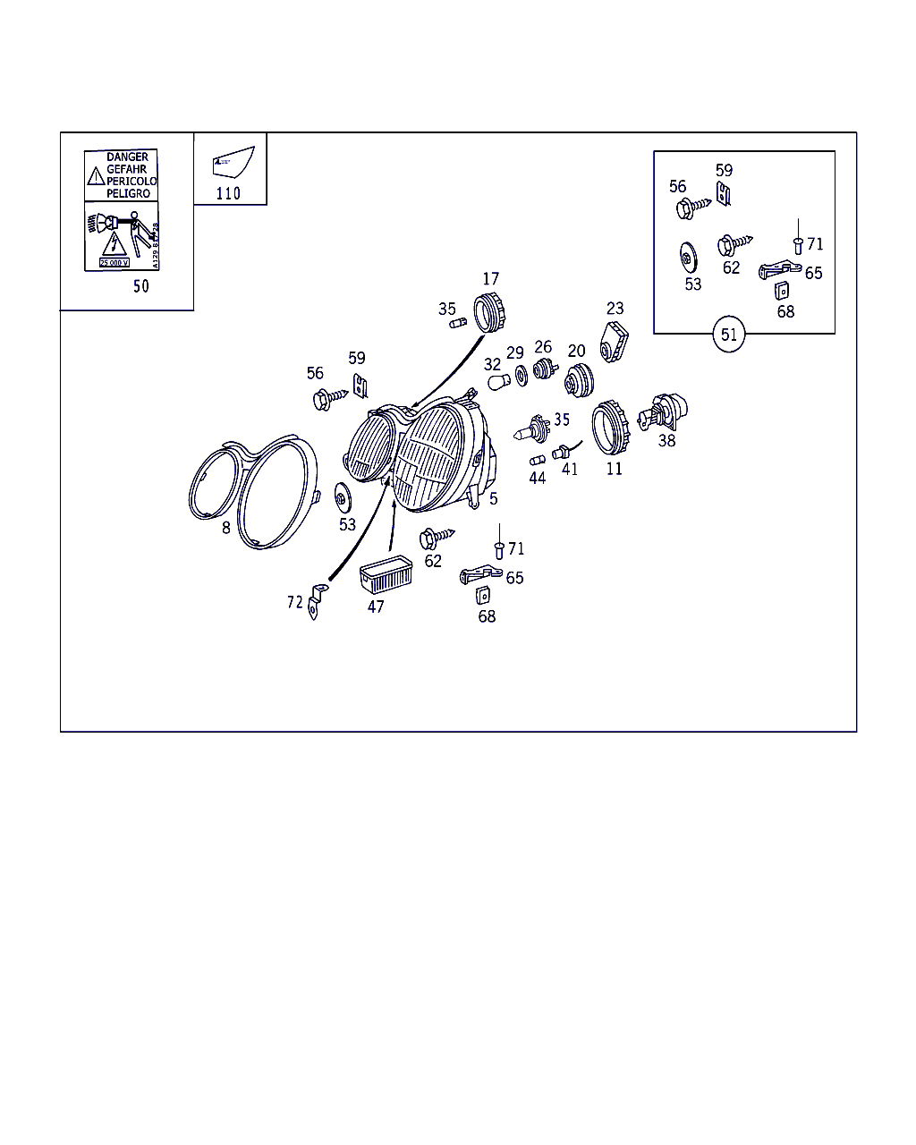 Mercedes-Benz A 208 820 09 26 - Lighting unit,foglamp,and additional blinker lamp: 002 pcs. onlydrive.pro