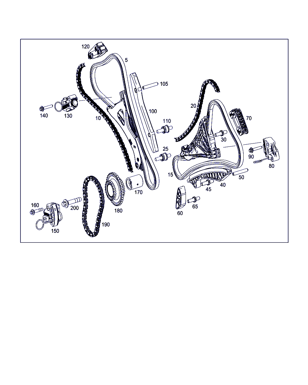 Mercedes-Benz A 278 050 03 05 - Комплект цепи привода распредвала onlydrive.pro