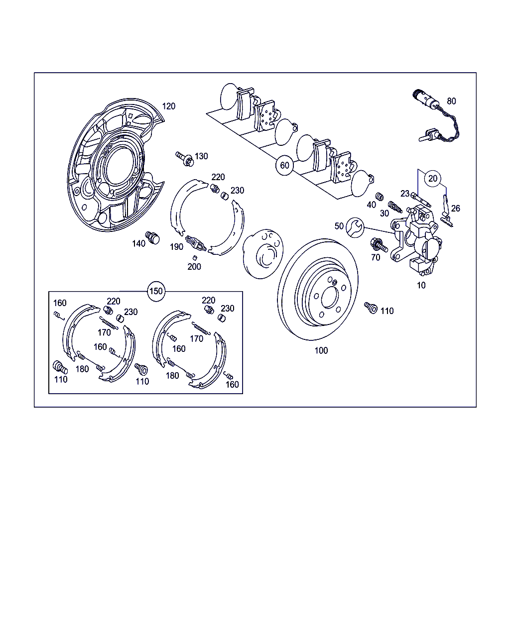 Mercedes-Benz A 203 420 01 20 - Jarrukenkäsarja, seisontajarru onlydrive.pro