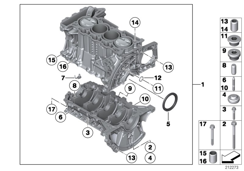 BMW 11 11 7 568 263 - Engine block: 1  pcs. onlydrive.pro