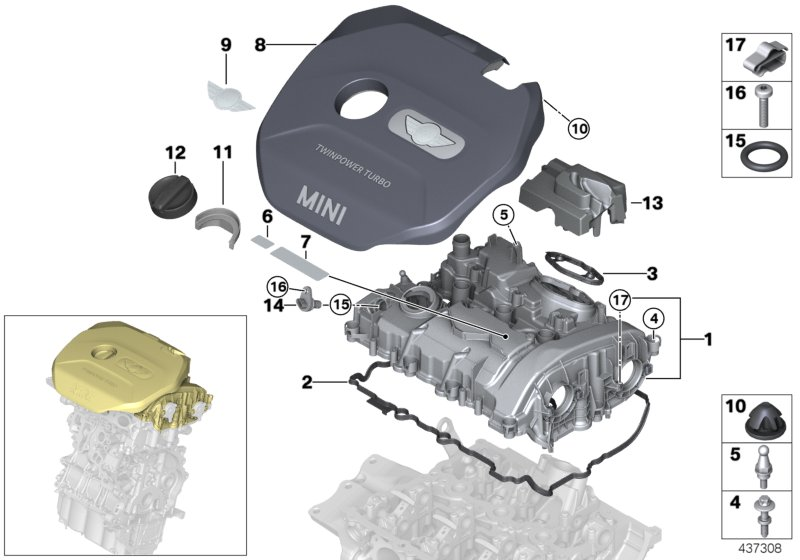 Mini 11 12 8 619 360 - Sealing Cap, oil filling port onlydrive.pro