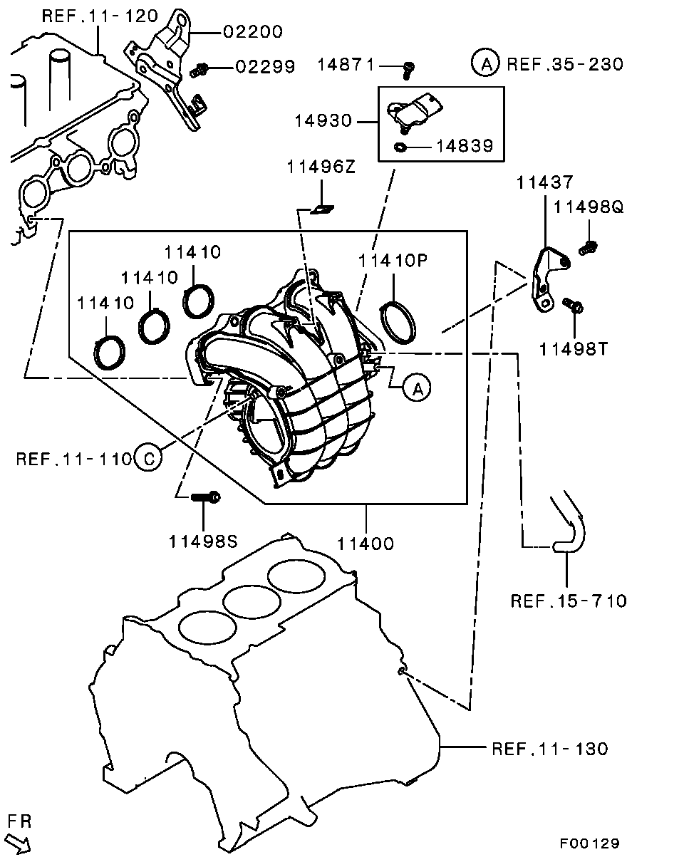 Mitsubishi MN149030 - Tarpiklis, įsiurbimo kolektorius onlydrive.pro