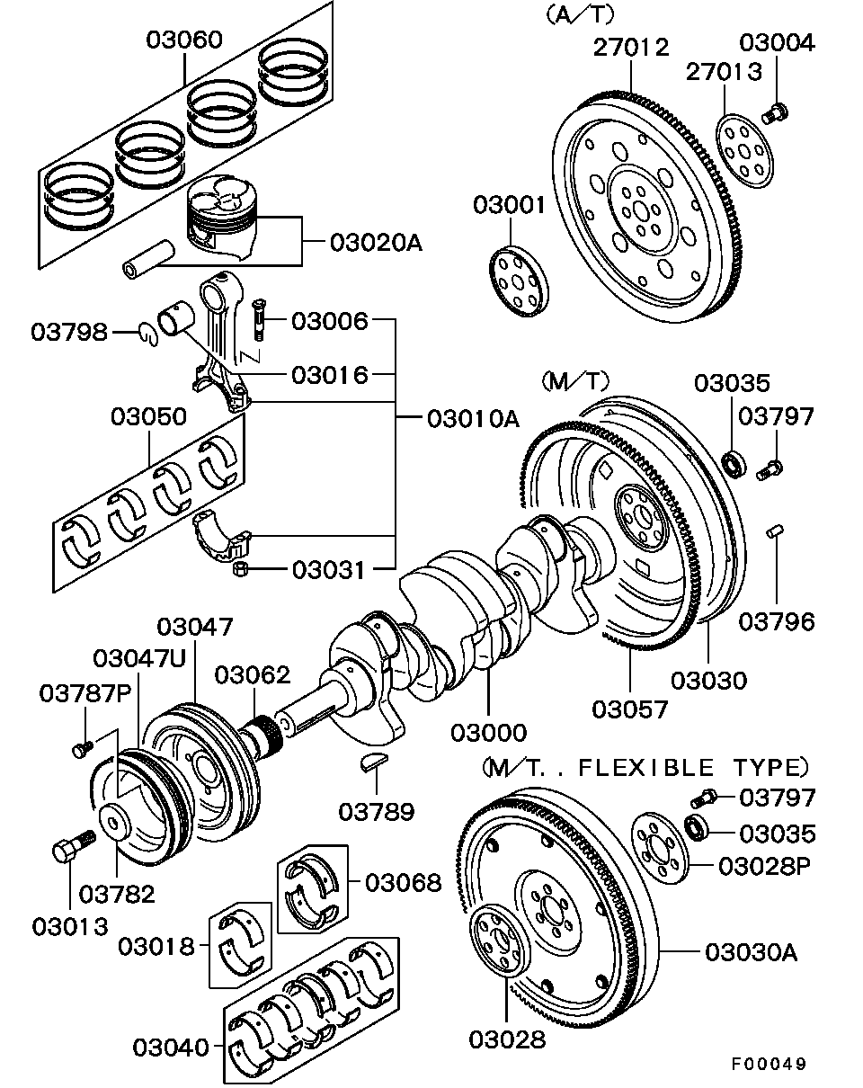 Mitsubishi MD050360 - Комплект подшипников коленчатого вала onlydrive.pro