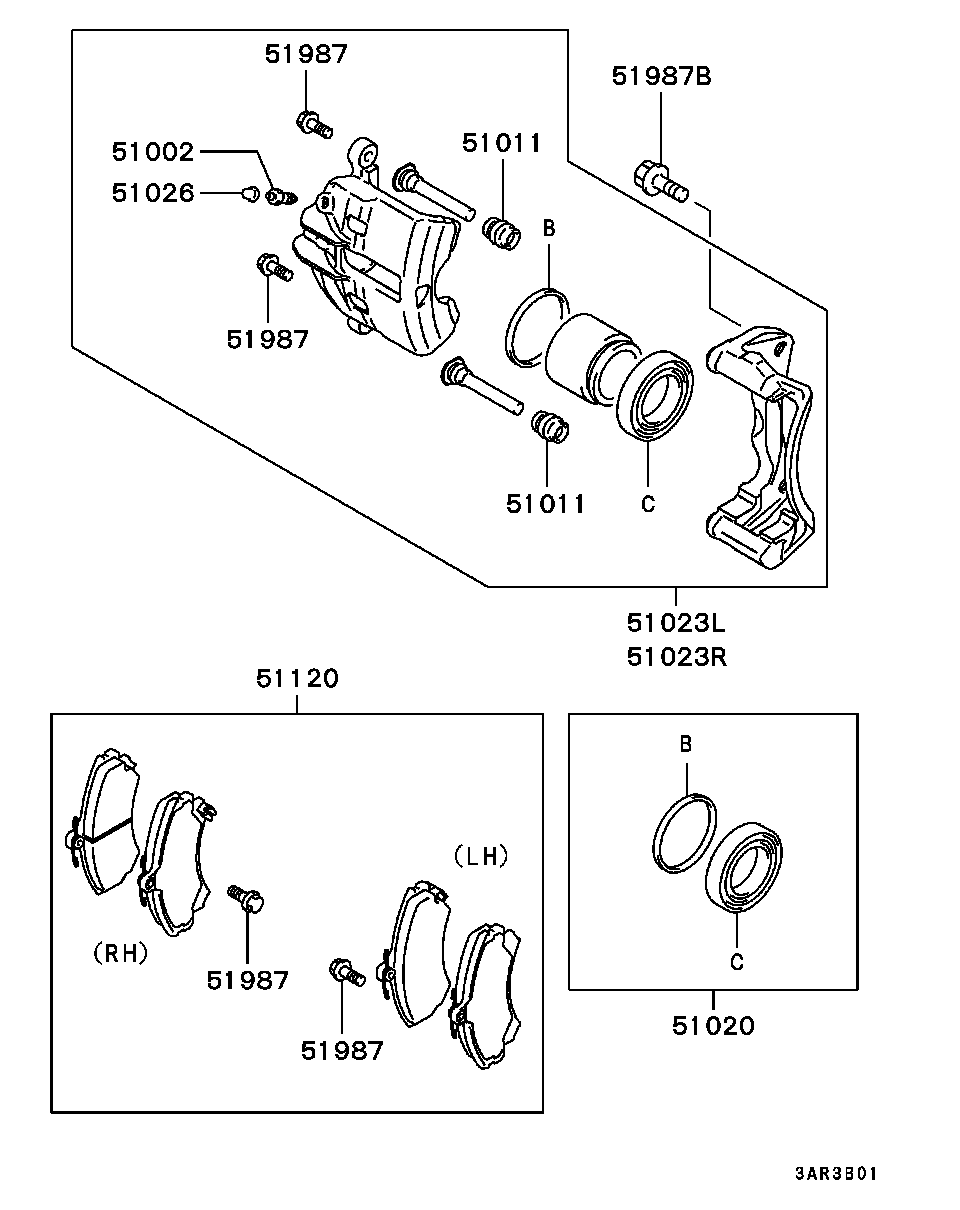 Mitsubishi MR527656 - Piduriklotsi komplekt,ketaspidur onlydrive.pro