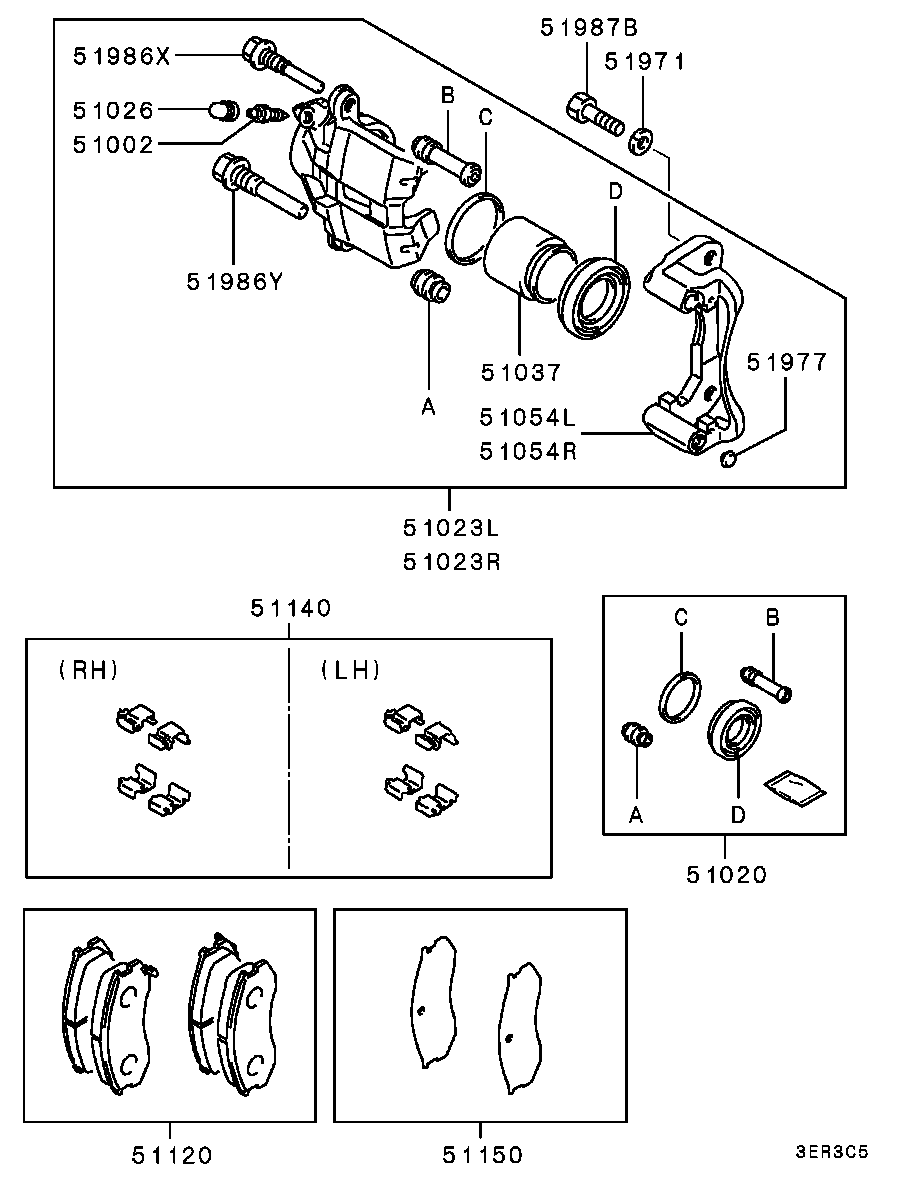 Mitsubishi MR389508 - Piduriklotsi komplekt,ketaspidur onlydrive.pro