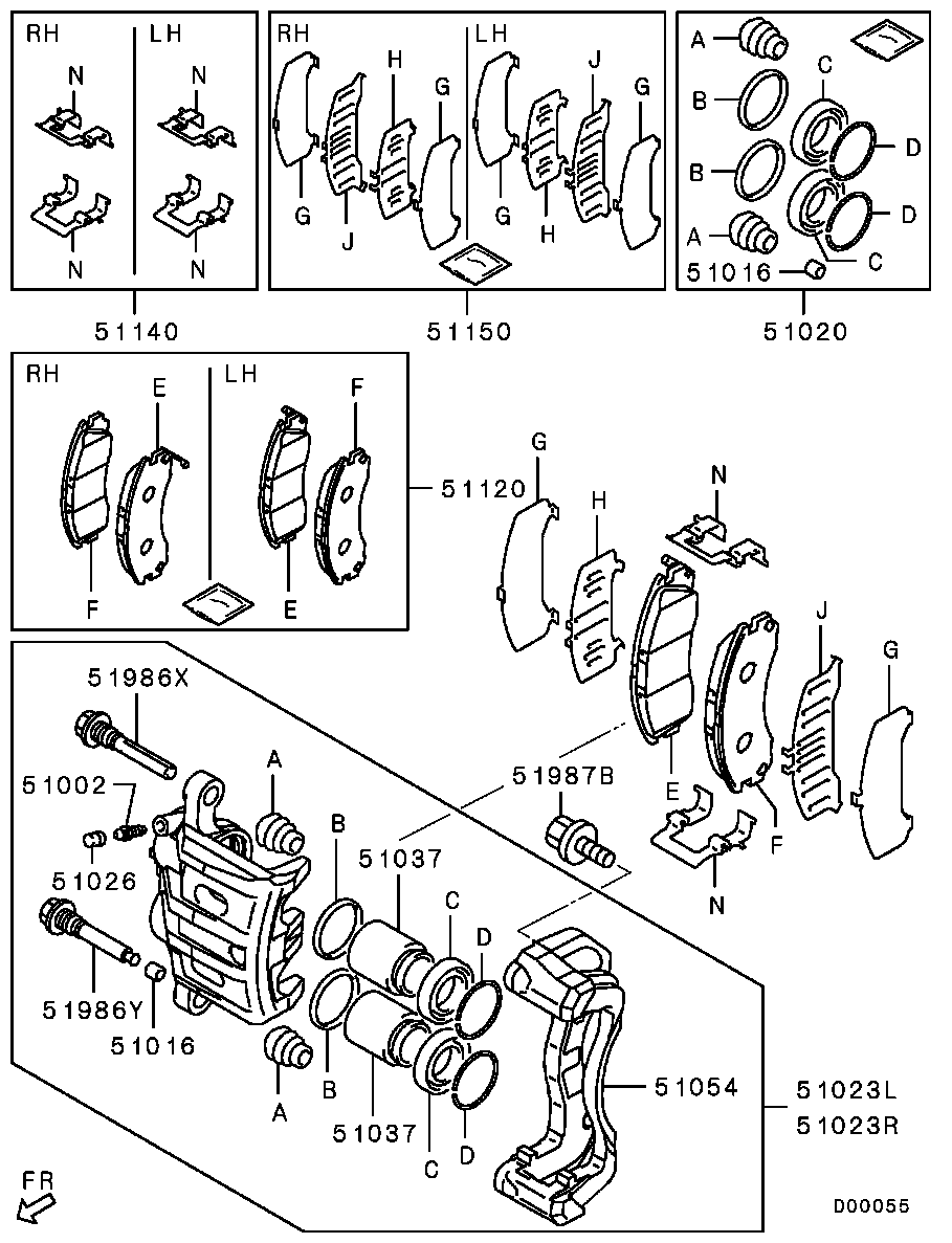 Chrysler MB857837 - Piduriklotsi komplekt,ketaspidur onlydrive.pro