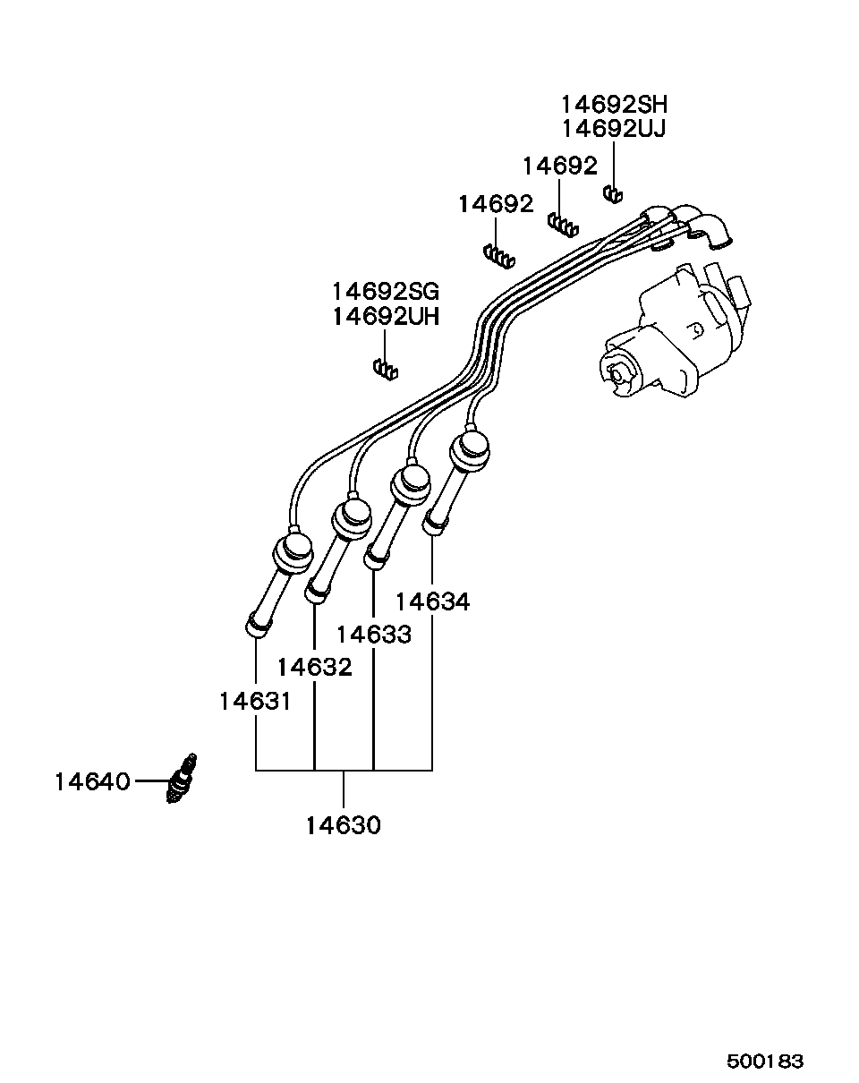 Mitsubishi MS 851 358 - Engine electrical - spark plug,cable & coil: 04 pcs. onlydrive.pro