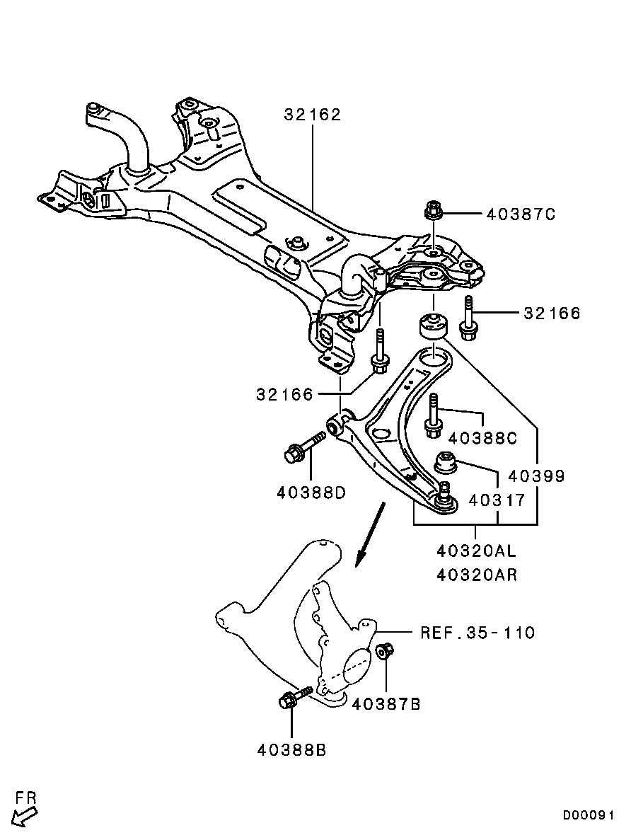 Mitsubishi 4013A426 - Valdymo svirties / išilginių svirčių įvorė onlydrive.pro