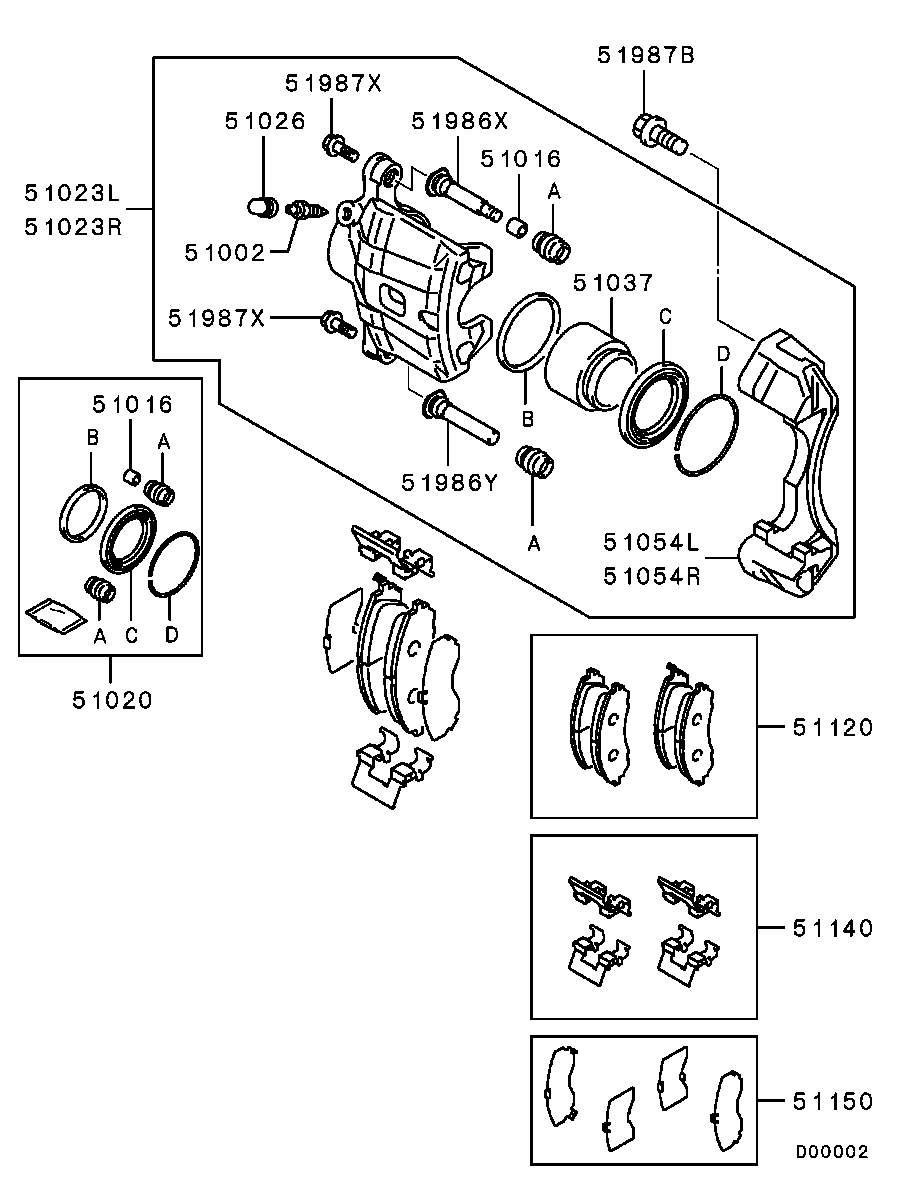 Mitsubishi MR52 7672 - Remonto komplektas, stabdžių apkaba onlydrive.pro