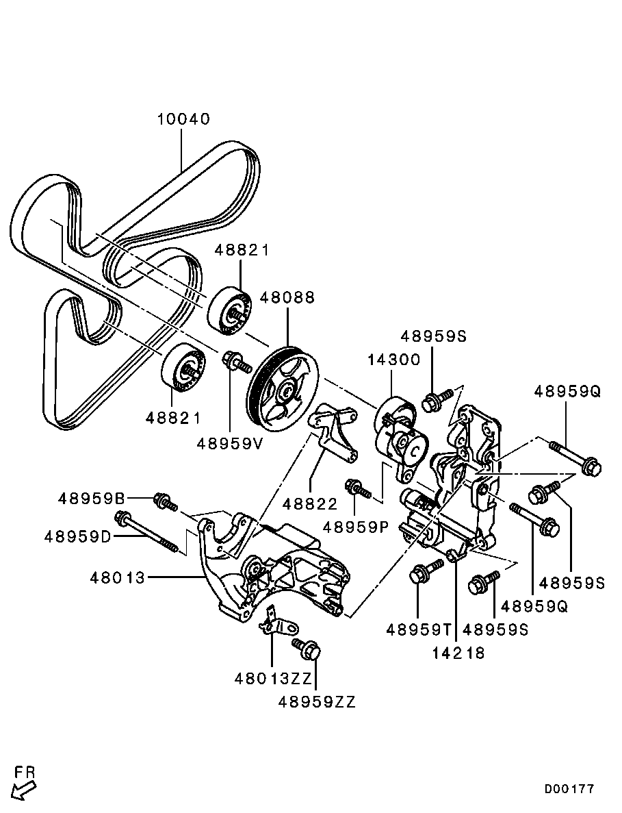 Mitsubishi 1345A059 - Parazīt / Vadrullītis, Ķīļrievu siksna onlydrive.pro