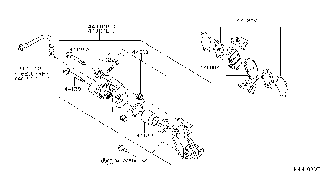 NISSAN 44140JA01A - Комплект направляющей гильзы, тормозной поршень onlydrive.pro