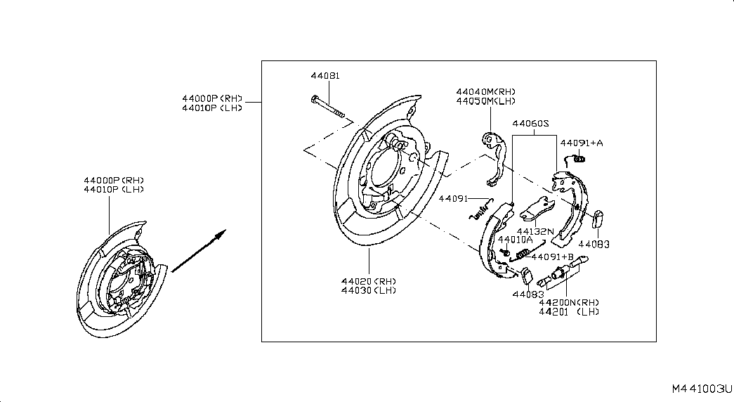 NISSAN D4060-JE27A - Brake Shoe Set, parking brake onlydrive.pro