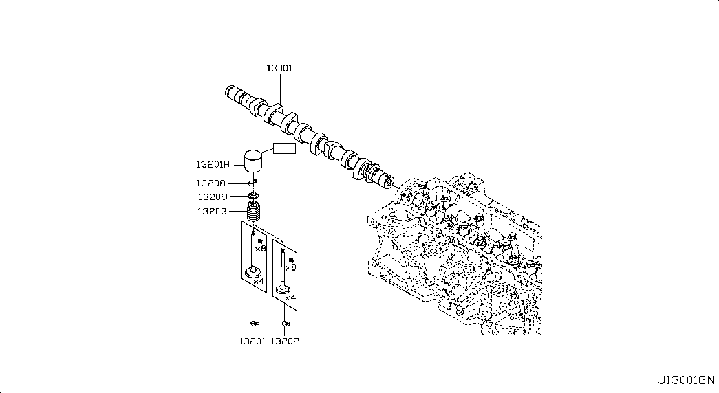 NISSAN 13001-00Q0T - Camshaft & valve mechanism; camshaft & valve mechanism: 01 pcs. onlydrive.pro