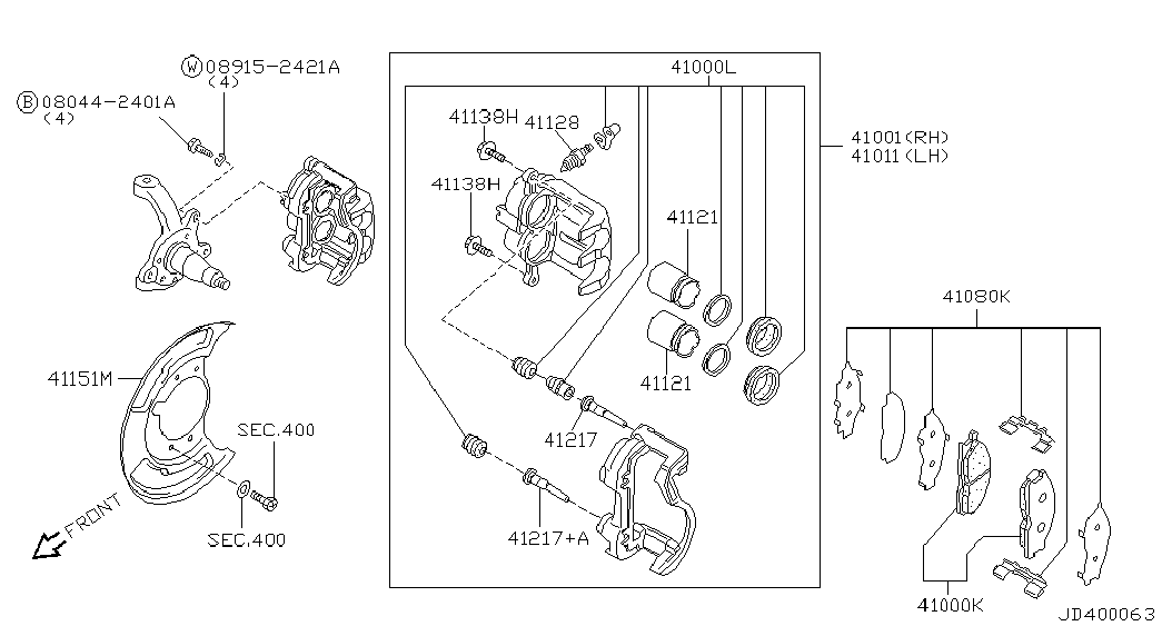 NISSAN 41060-0W785 - Bremžu uzliku kompl., Disku bremzes onlydrive.pro