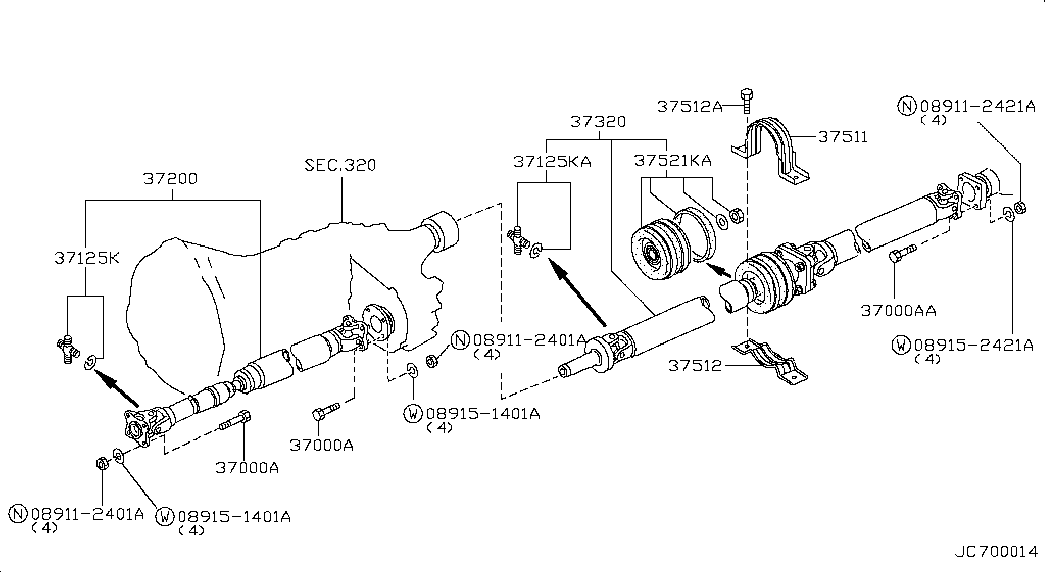 NISSAN 37521-56G26 - Подшипник карданного вала, центральная подвеска onlydrive.pro