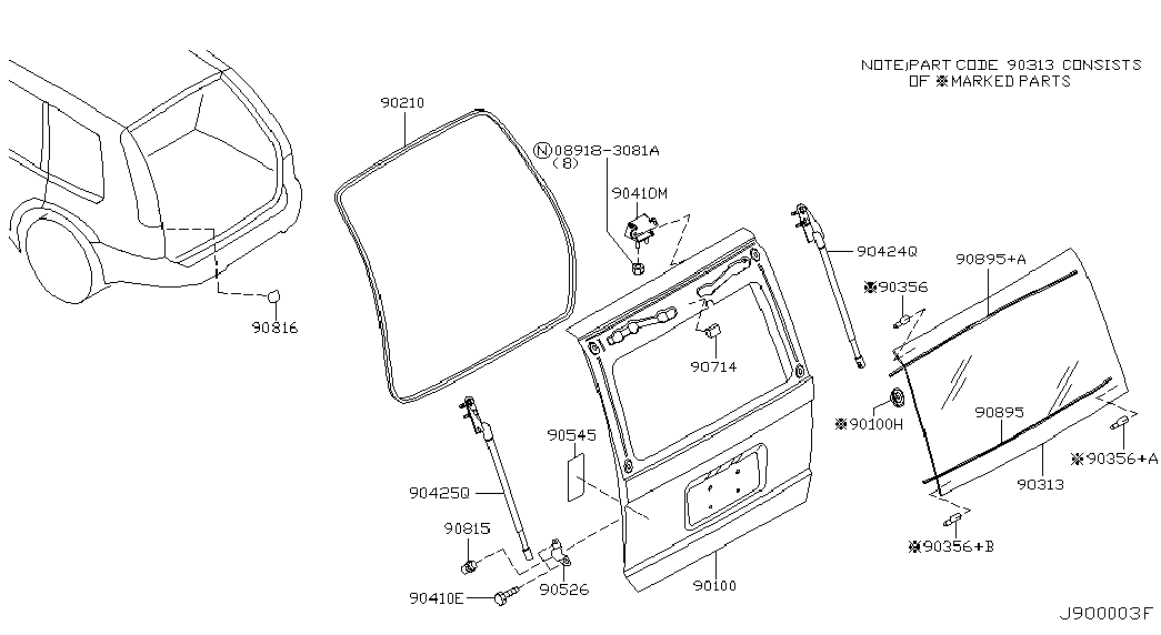 NISSAN 90451-8H327 - Gāzes atspere, Bagāžas / Kravas nodalījuma vāks onlydrive.pro