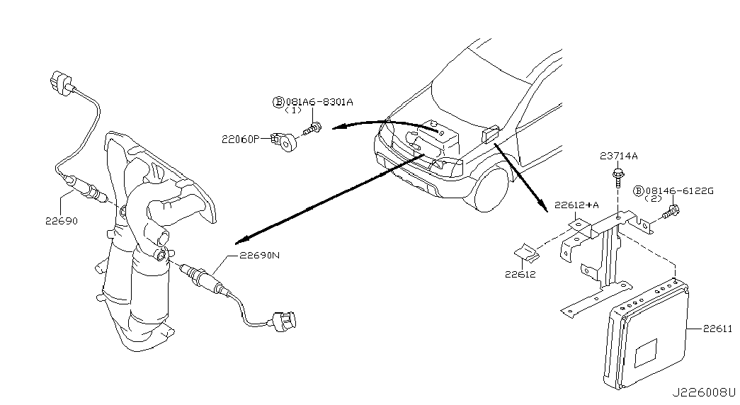 NISSAN 220602Y000 - Knock Sensor onlydrive.pro