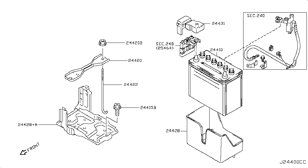 NISSAN 244104A00A - Battery & battery mounting: 01 pcs. onlydrive.pro