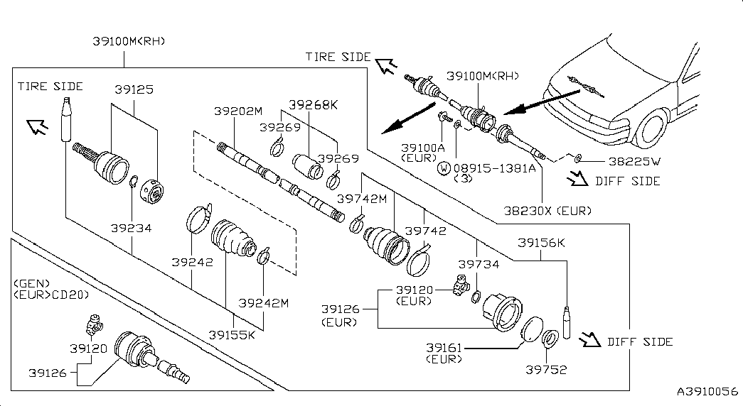 NISSAN 39241-50A85 - Putekļusargs, Piedziņas vārpsta onlydrive.pro