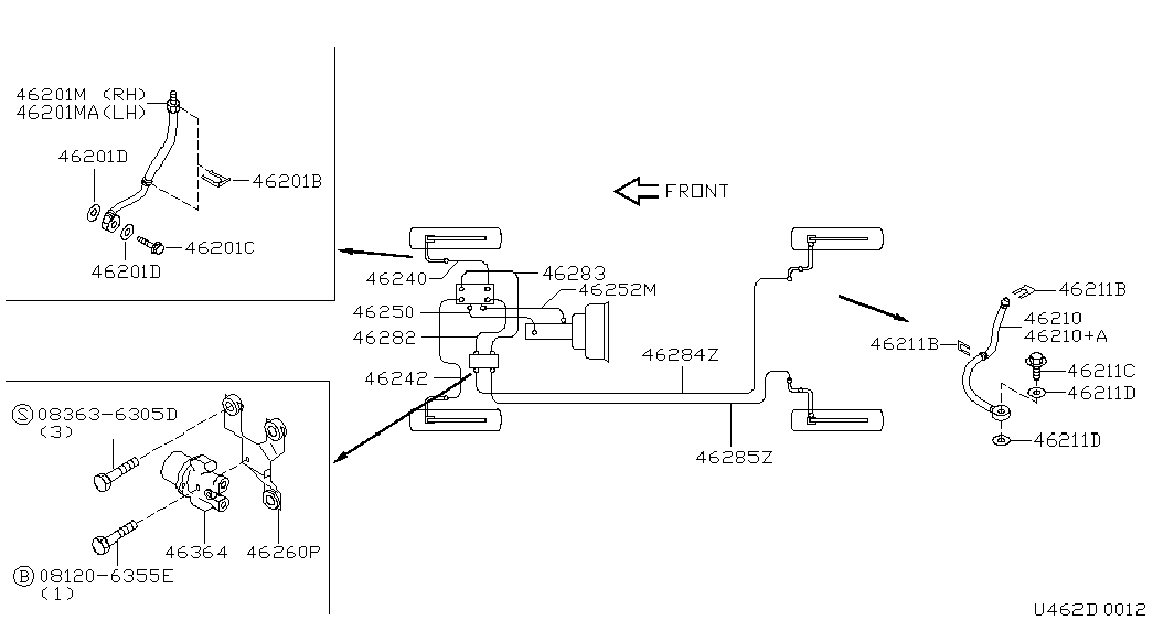 NISSAN 462108F800 - Тормозной шланг onlydrive.pro